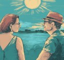 Cena gravada no Açude Grande foi recriada em ilustração pela própria artista e, além de ser o cartaz do filme, foi também o último cartão de aniversário dado ao seu pai