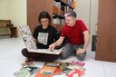Coordenadora do gibiteca, Thaïs Gualberto participa de evento junto ao ex-coordenador Henrique Magalhães