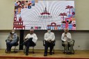 Prefeito Cícero Lucena, entre Zezita Matos (APC), Mons. Robson de Oliveira e Marcus Alves (Funjope), anuncia as novidades para a cultura de JP; Zezita (à direita): “proposta chega em um momento certo, em que a cultura audiovisual vem perdendo o poder de fazer seus trabalhos”