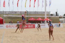 Arena na cidade de Xiamen onde está sendo disputado o Circuito Mundial de Vôlei de Praia