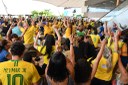 As cores da Seleção Brasileira estavam por todos os lados, e a animação tomou conta da torcida dentro dos estabelecimentos