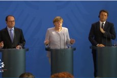 François Hollande, Angela Merkel e Matteo Renzi fazem declaração conjunta sobre prioridades da União Europeia
