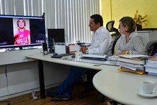 Estudantes participaram de webconferência com o secretário da Educação, Aléssio Trindade, e a secretária executiva Roziane Marinho