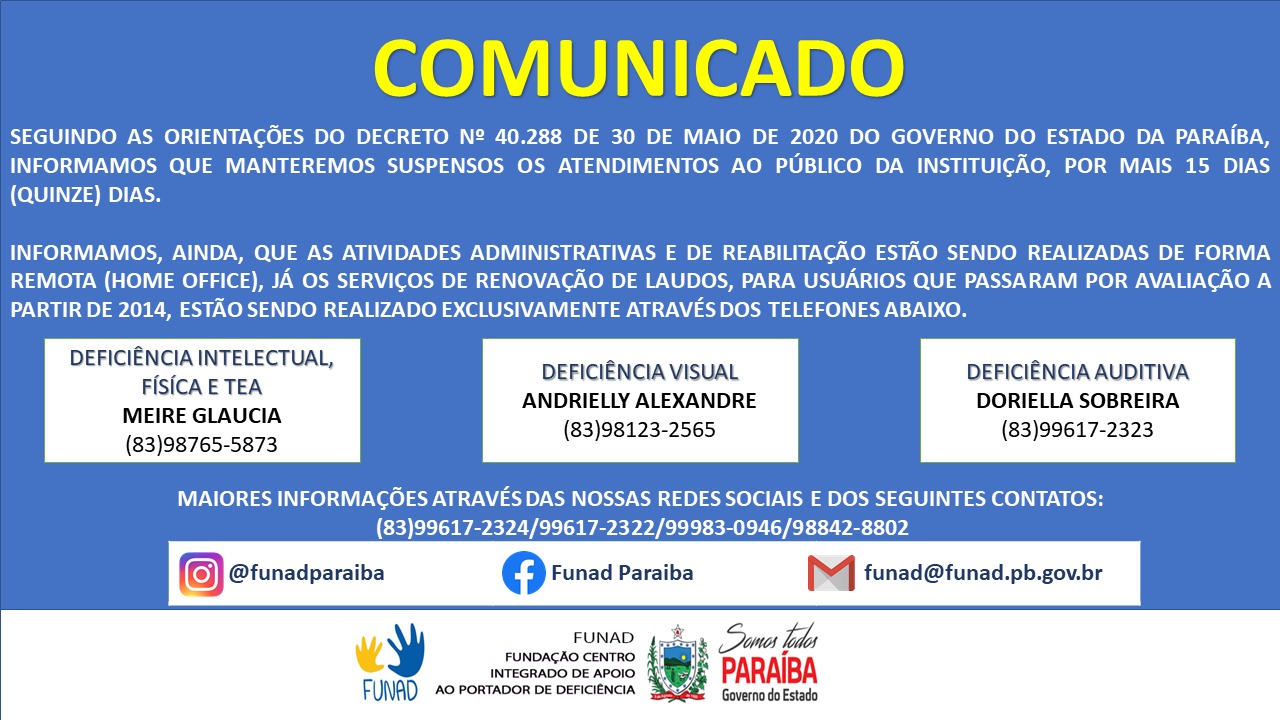 Comunicado de Suspensão de atendimentos