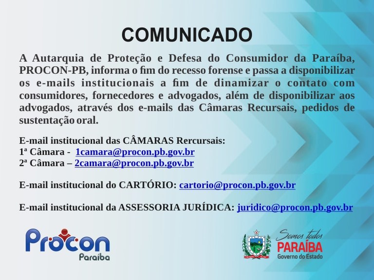 Sobre o recesso florense do Procon-PB
