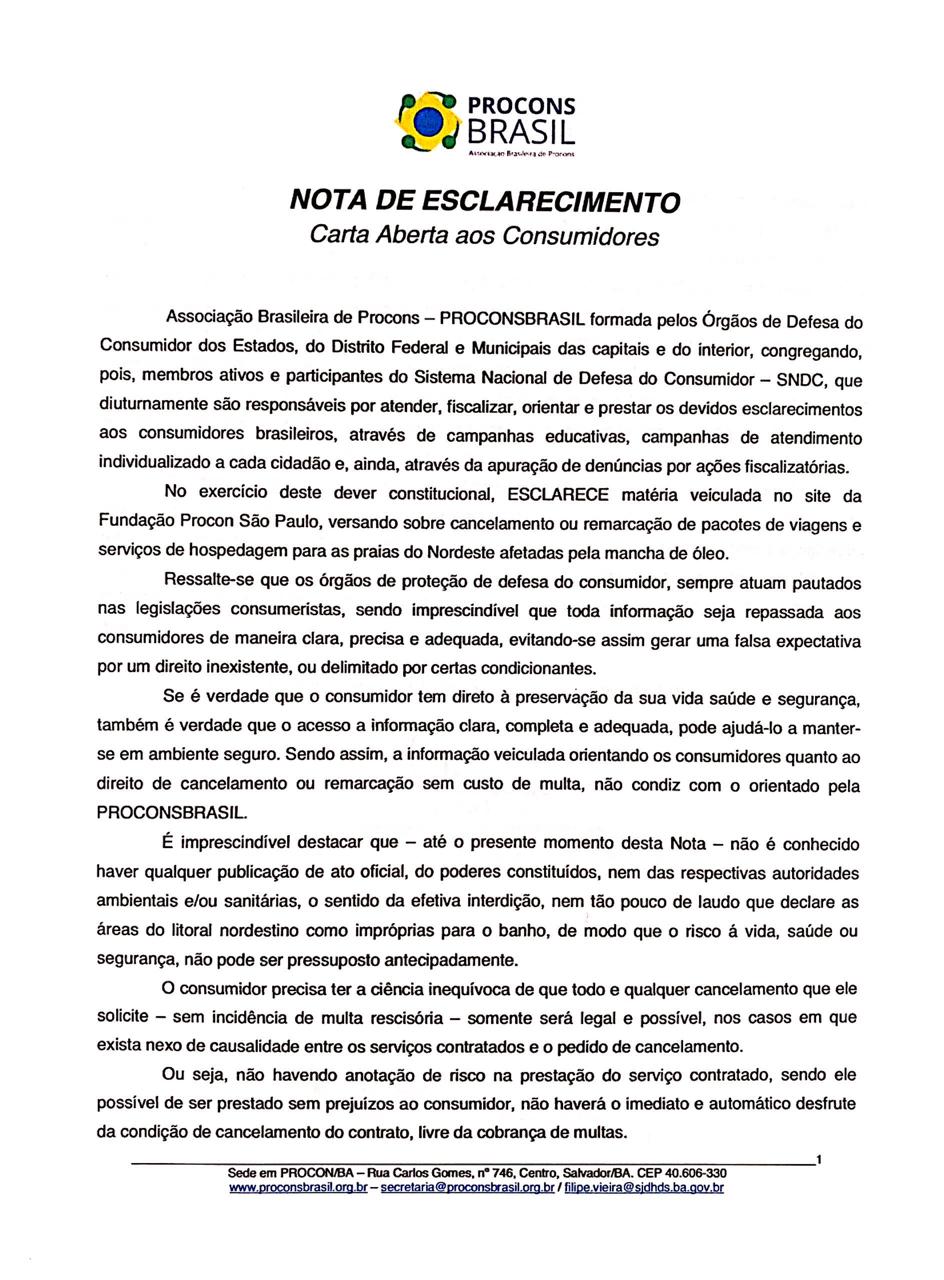 Nota esclarecendo
