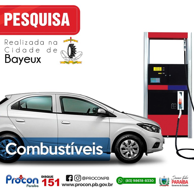 Pesquisa de combustíveis realizada pelo PROCON-PB aponta menor preço da gasolina a R$ 6,43 no município de Bayeux