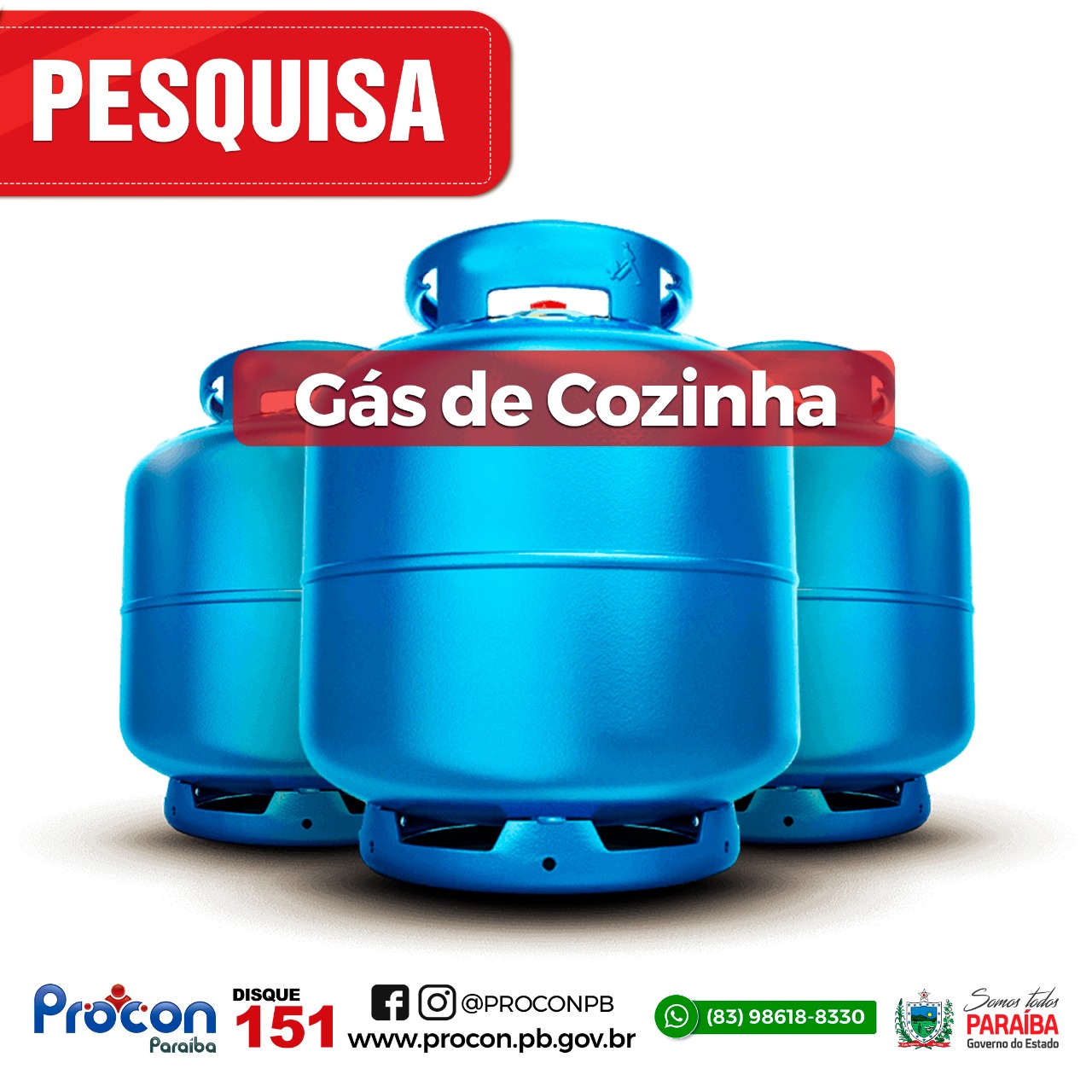 Pesquisa do PROCON-PB encontra menor preço do gás de cozinha por R$ 98 nos estabelecimentos de João Pessoa-PB