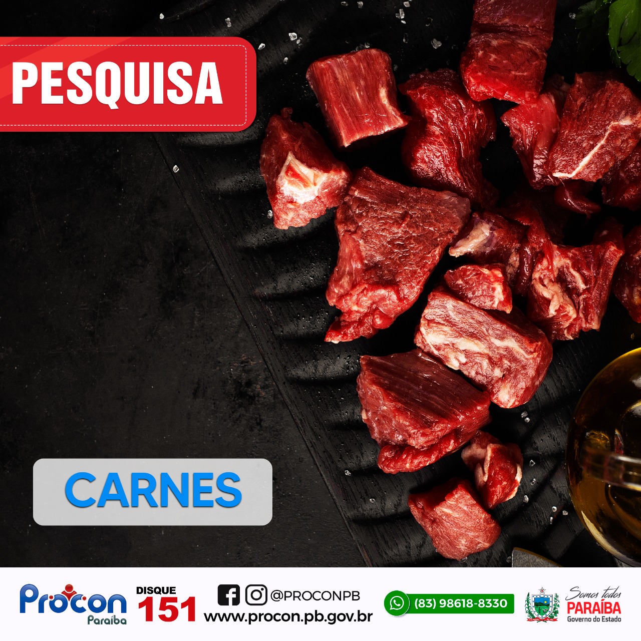 Procon Estadual da Paraíba realiza pesquisa nos preços de carnes comercializadas na capital e verifica diferença de R$ 39,00 no quilo do filé mignon